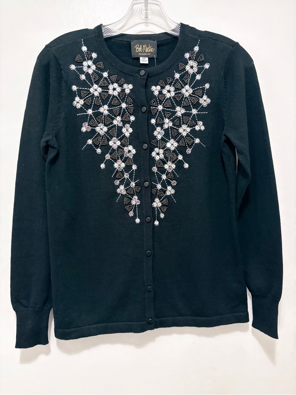 Bob Mackie Wearable Art Embellished Cardigan Sweater NWT XXS - Picture 3 of 6